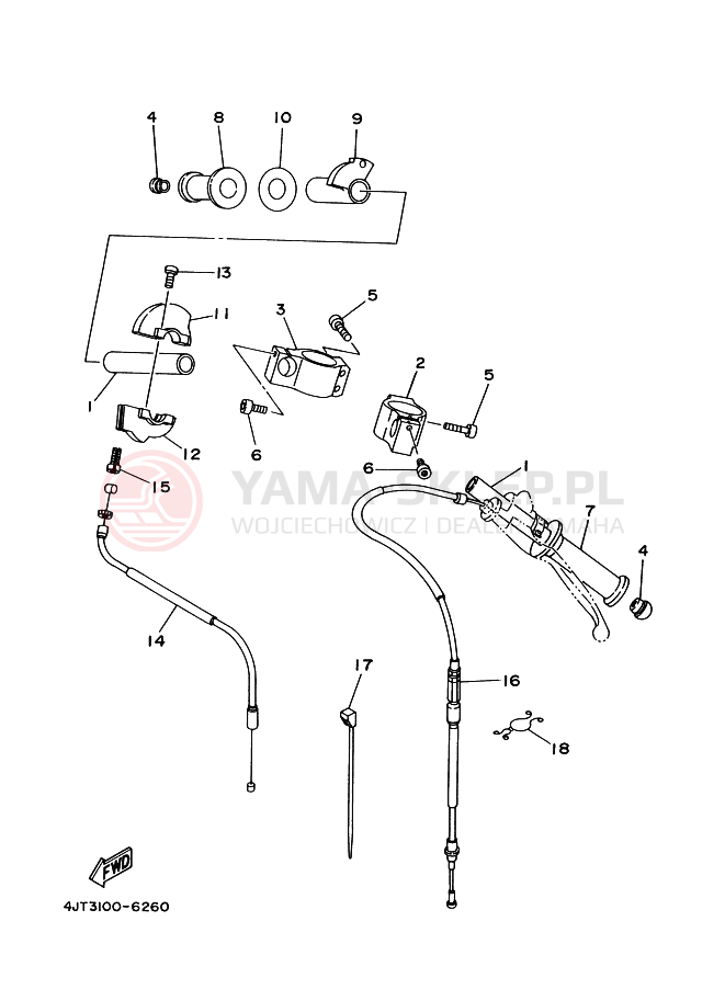 Schemat "Kierownica i osprzęt" do Yamaha TZ125