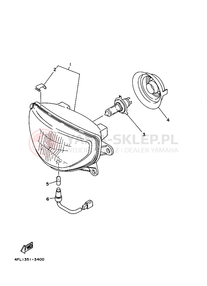 Schemat "Lampa przód" do Yamaha TZR125