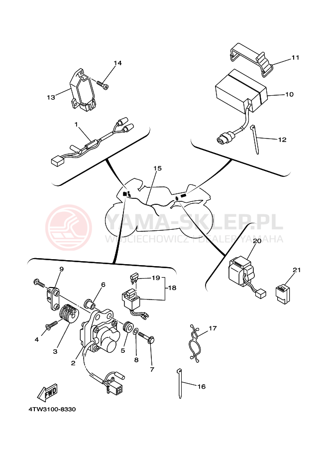 Schemat "układ elektryczny" do Yamaha TZ250