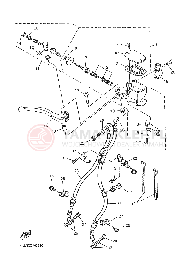 Schemat "Pompa hamulcowa przednia" do Yamaha XJ600N