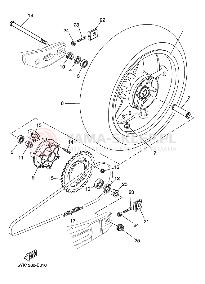 Schemat "Koło tył" do Yamaha MT03
