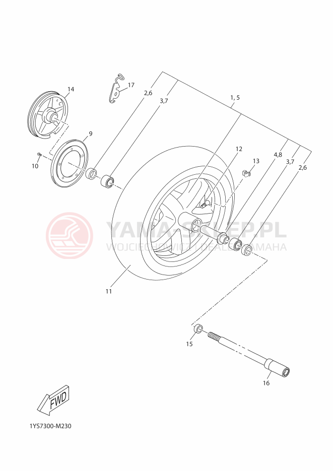 Schemat "Koło przód" do Yamaha X-MAX 250 ABS