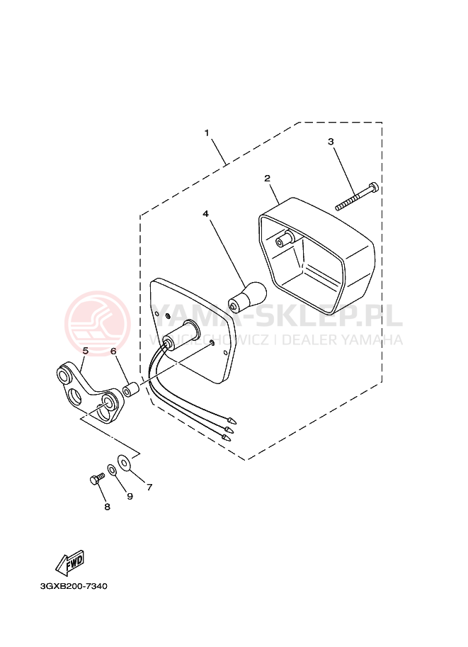 Schemat "lampa tył" do Yamaha AG200F