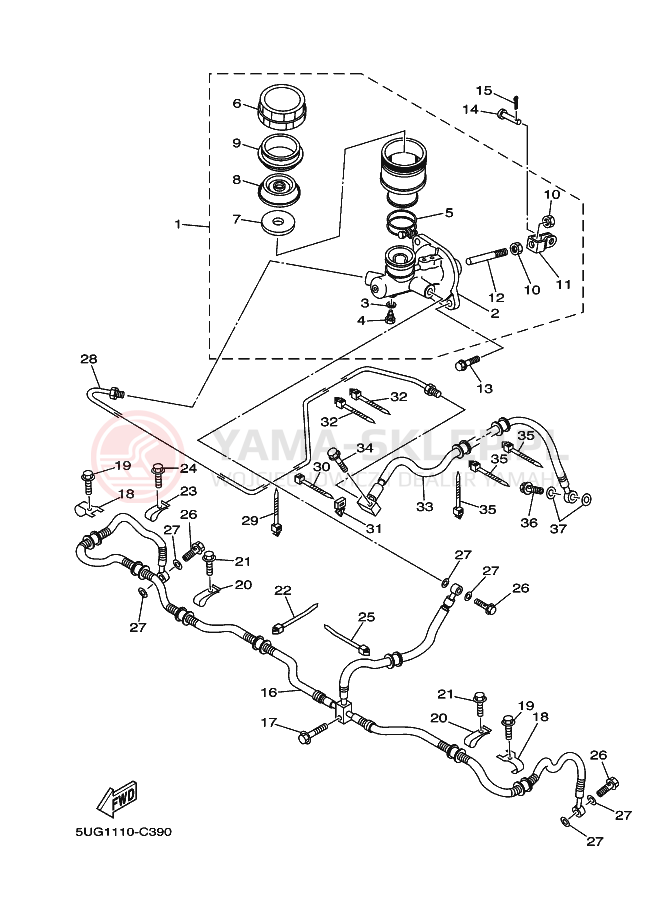 Schemat "Pompa hamulcowa tył" do Yamaha RHINO 660
