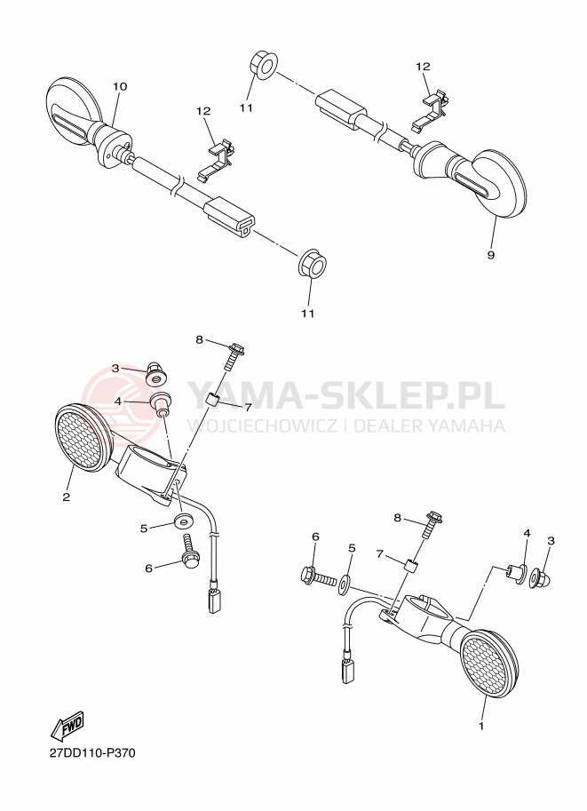 Schemat "kierunkowskazy" do Yamaha XVS1300 CUSTOM