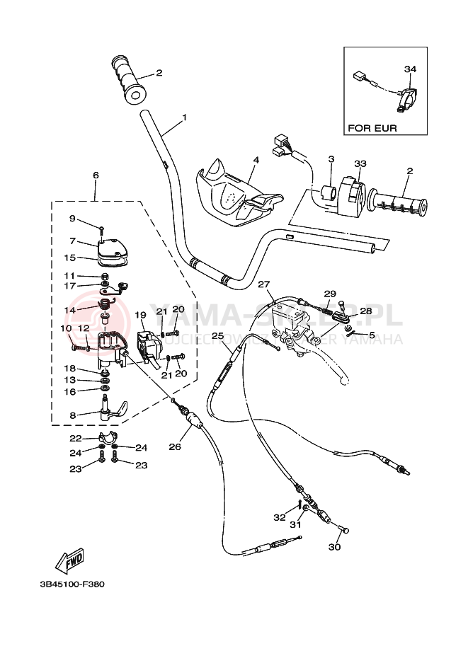 Schemat "Kierownica i osprzęt" do Yamaha GRIZZLY 700 FI