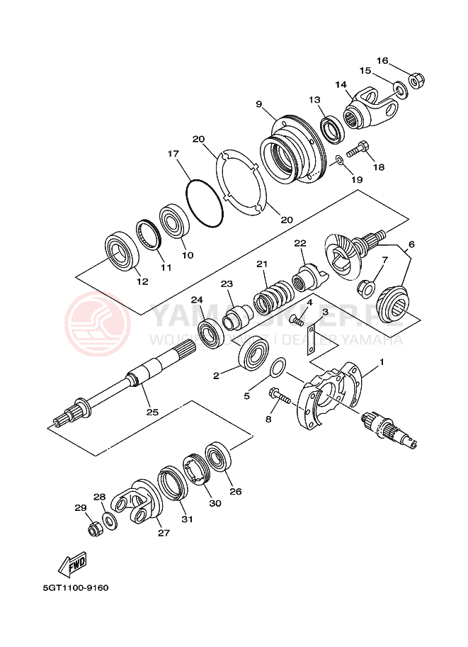 Schemat "Przeniesienie napędu" do Yamaha YFM600FWA