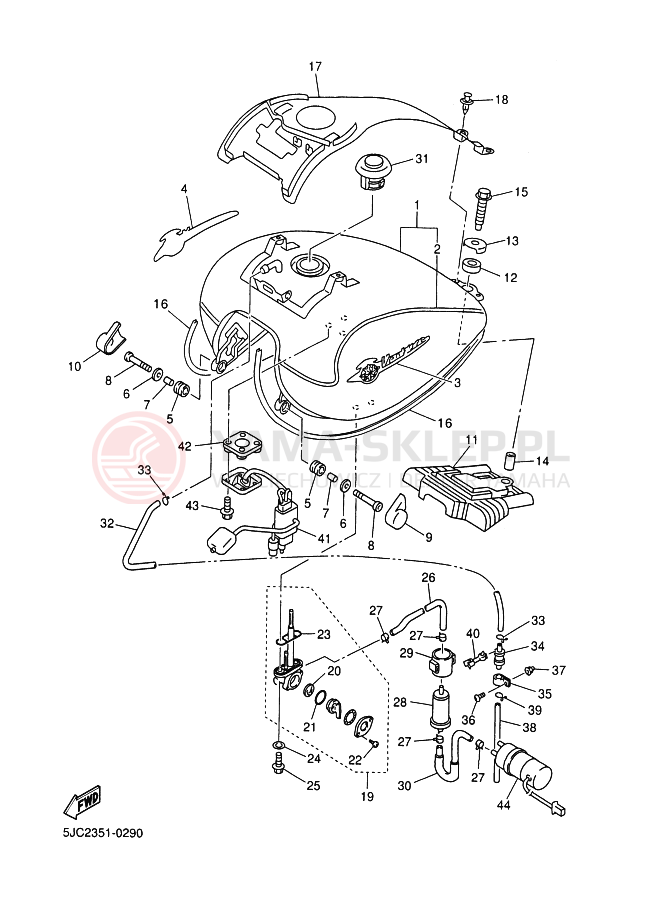 Schemat "zbiornik paliwa" do Yamaha XVZ13TF ROYALSTAR VENTURE