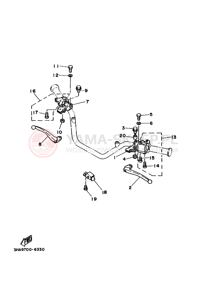 Schemat "Kierownica i osprzęt" do Yamaha AG100F