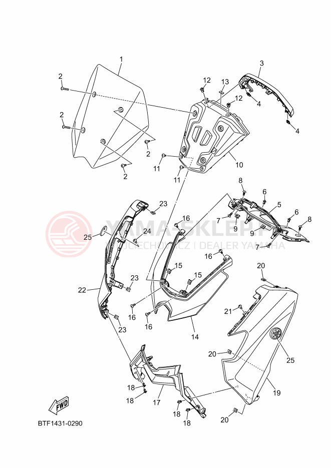 Schemat "PRZEDNIA SZYBA" do Yamaha NMAX 125