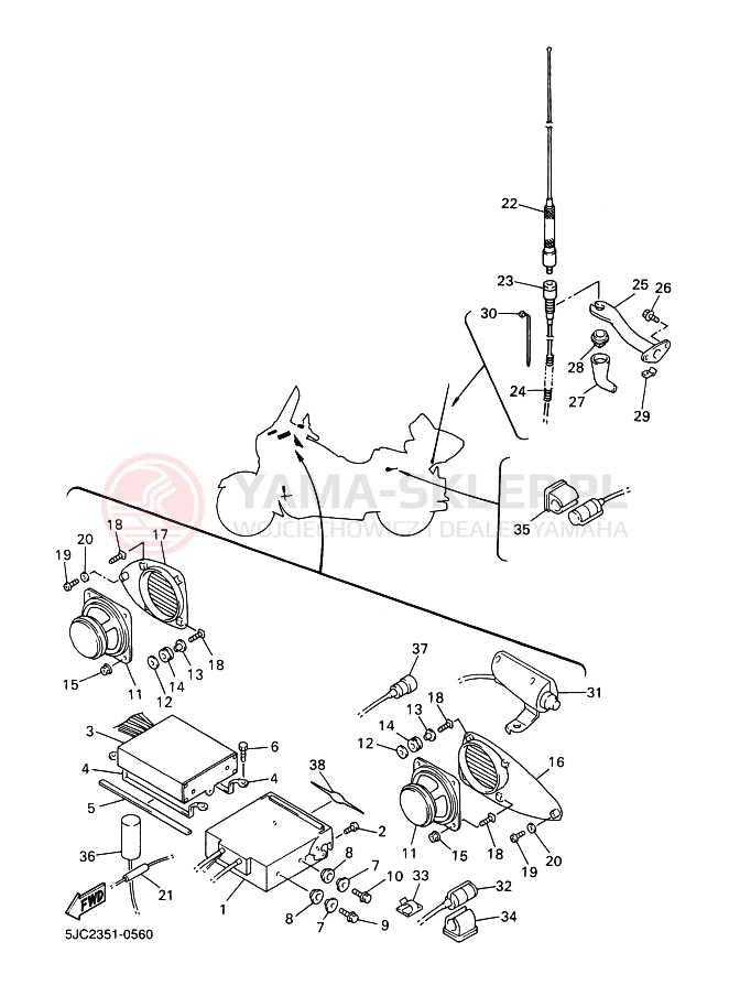 Schemat "Wyposażenie audio" do Yamaha XVZ13TF ROYALSTAR VENTURE