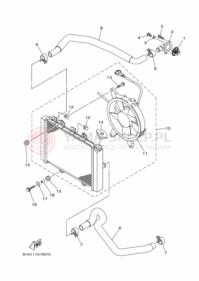 Schemat "Węże chłodnicy" do Yamaha KODIAK 700