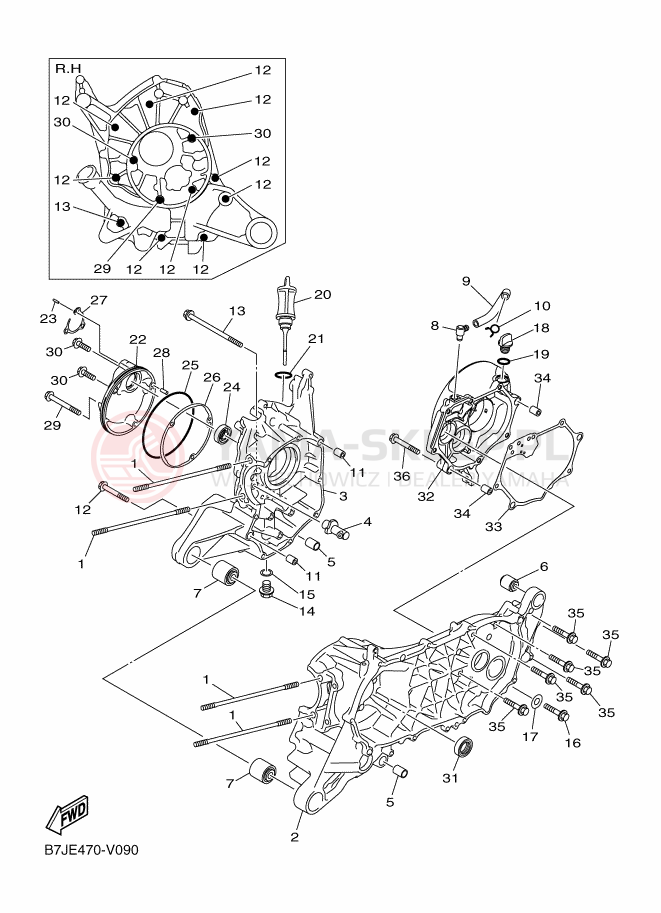 Schemat "Pokrywa silnika" do Yamaha RAYZR