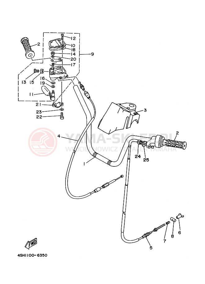 Schemat "Kierownica i osprzęt" do Yamaha YFM400FW