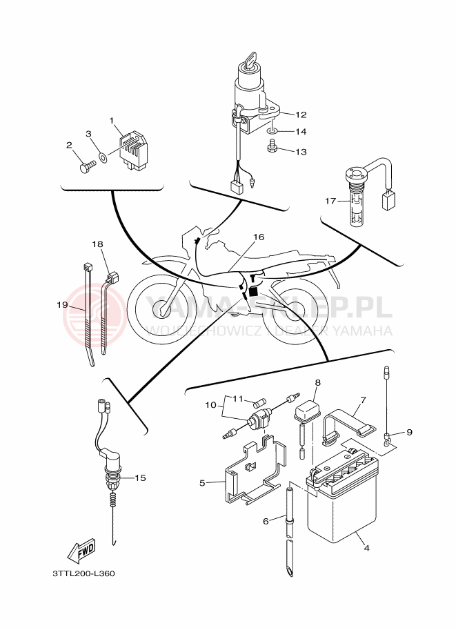 Schemat "układ elektryczny" do Yamaha DT125