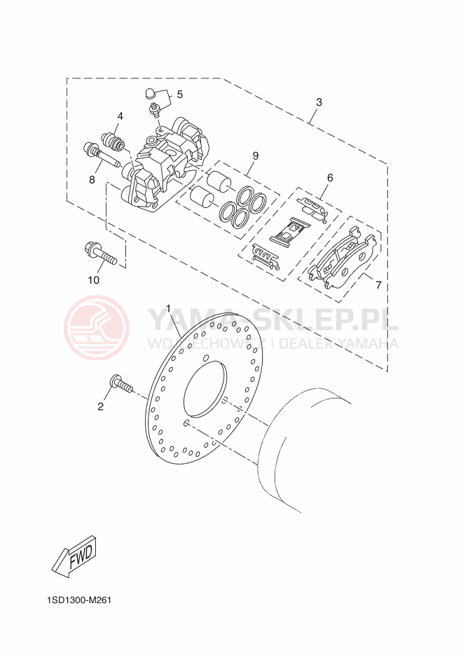 Schemat "Zacisk hamulcowy tylny" do Yamaha XMAX 400 ABS