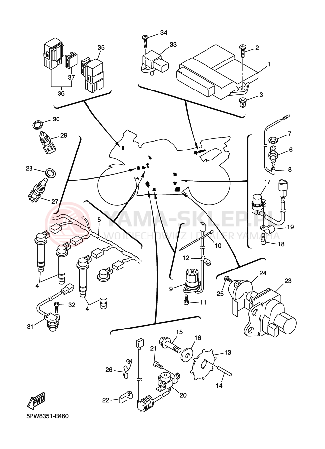 Schemat "układ elektryczny" do Yamaha YZF-R1 R1