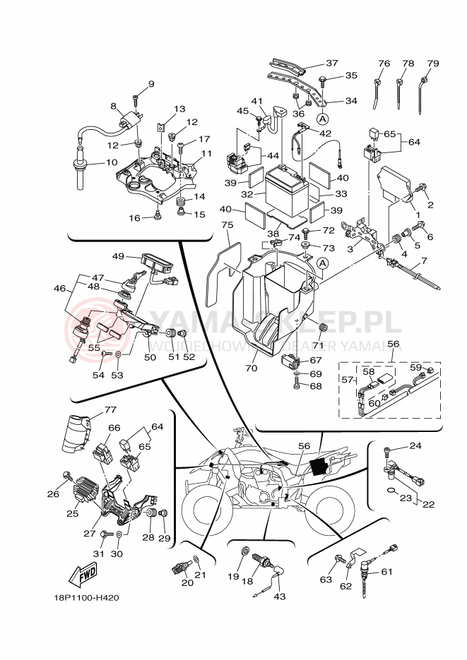 Schemat "układ elektryczny" do Yamaha YFZ450R