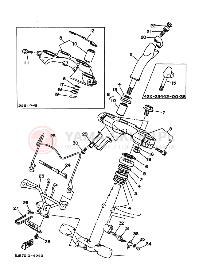 Schemat "Półki zawieszenia" do Yamaha XV400 VIRAGO