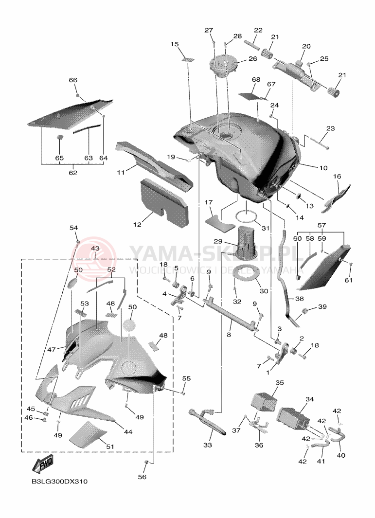 Schemat "zbiornik paliwa" do Yamaha YZF-R1