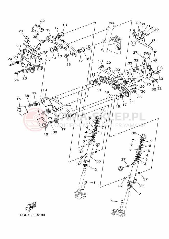 Schemat "Półki zawieszenia" do Yamaha TRICITY 155