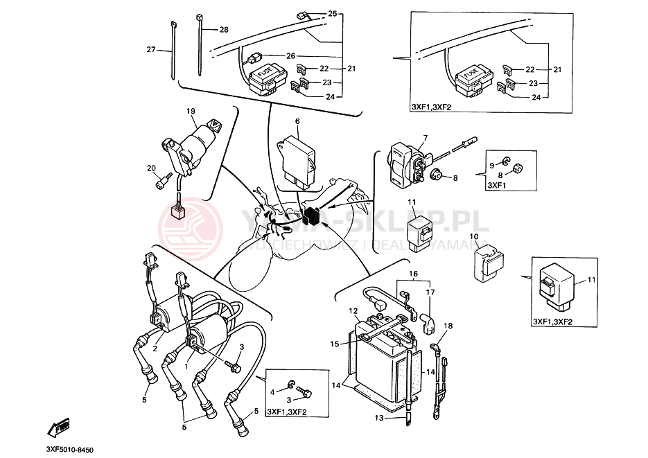 Schemat "układ elektryczny" do Yamaha FZX750