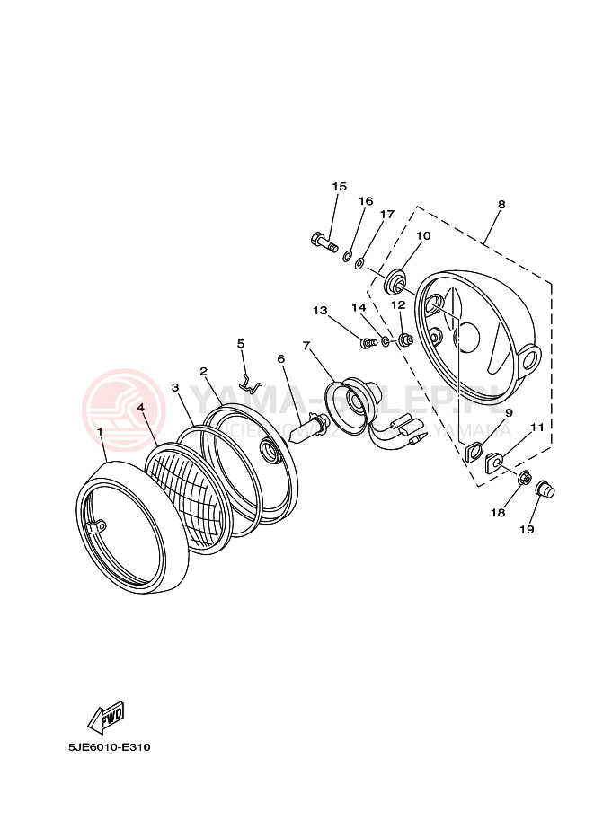 Schemat "Lampa przód" do Yamaha YB-1 YB1-4