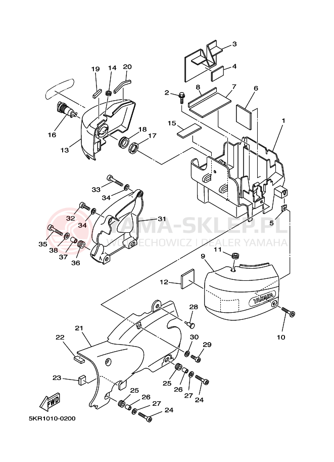 Schemat "Pokrywa boczna" do Yamaha XVS250 DRAGSTAR
