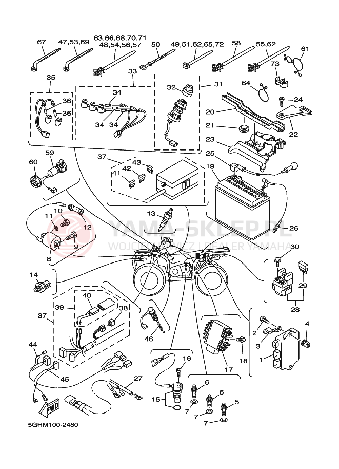 Schemat "układ elektryczny" do Yamaha YFM400FWA