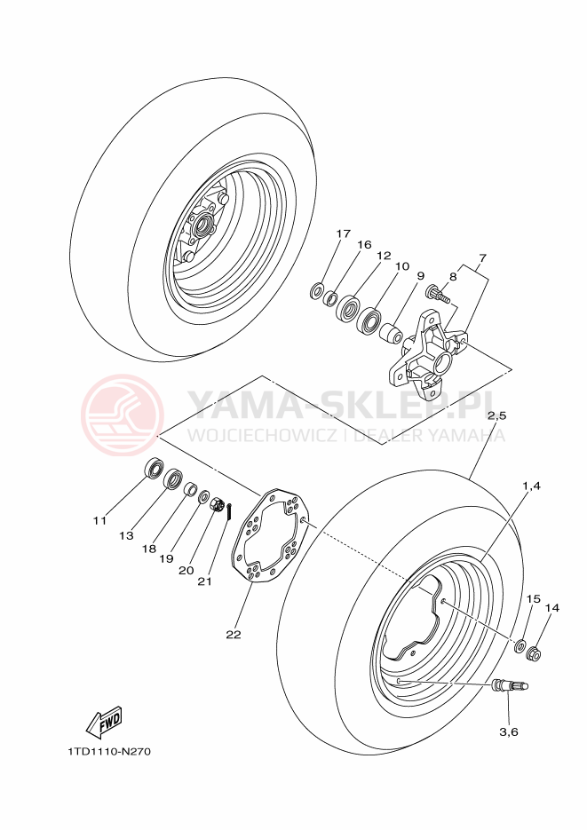 Schemat "Koło przód" do Yamaha YFZ450R