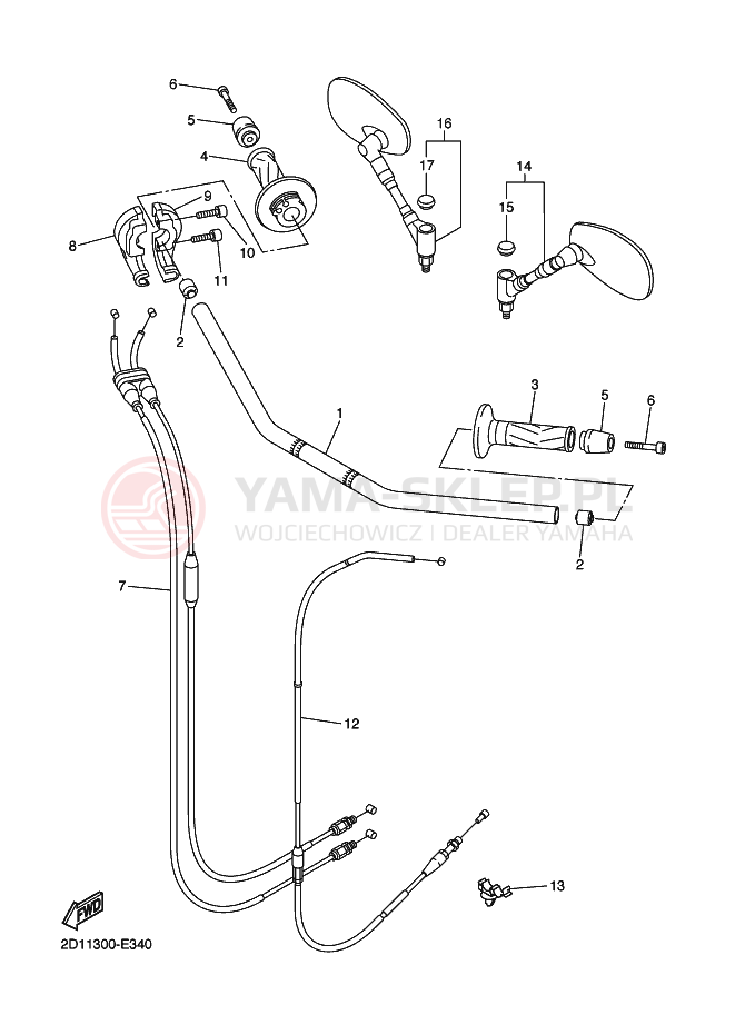 Schemat "Kierownica i osprzęt" do Yamaha FZ1-N FAZER