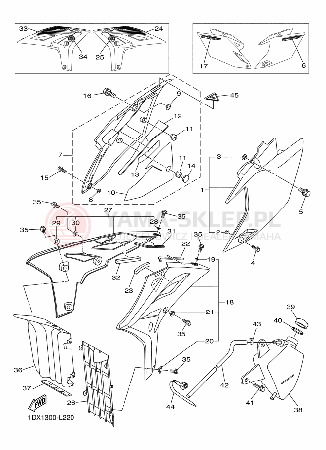 Schemat "Pokrywa boczna" do Yamaha WR450F