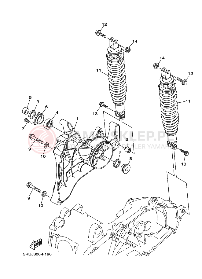 Schemat "wahacz, zawieszenie tył" do Yamaha YP400ABS