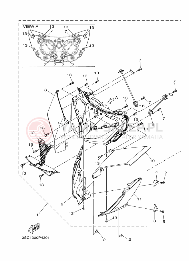 Schemat "Lampa przód" do Yamaha TRACER