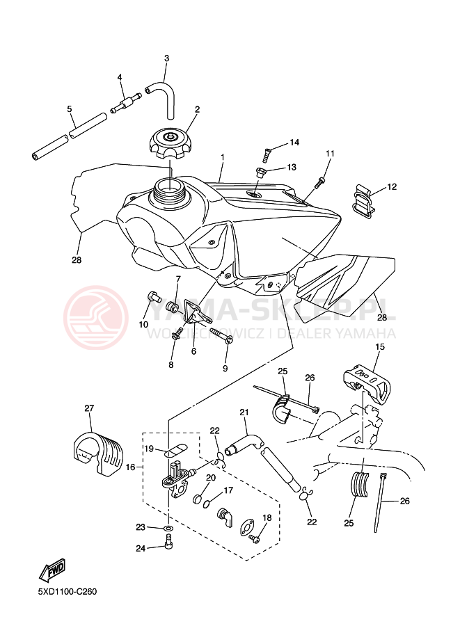 Schemat "zbiornik paliwa" do Yamaha YZ250F