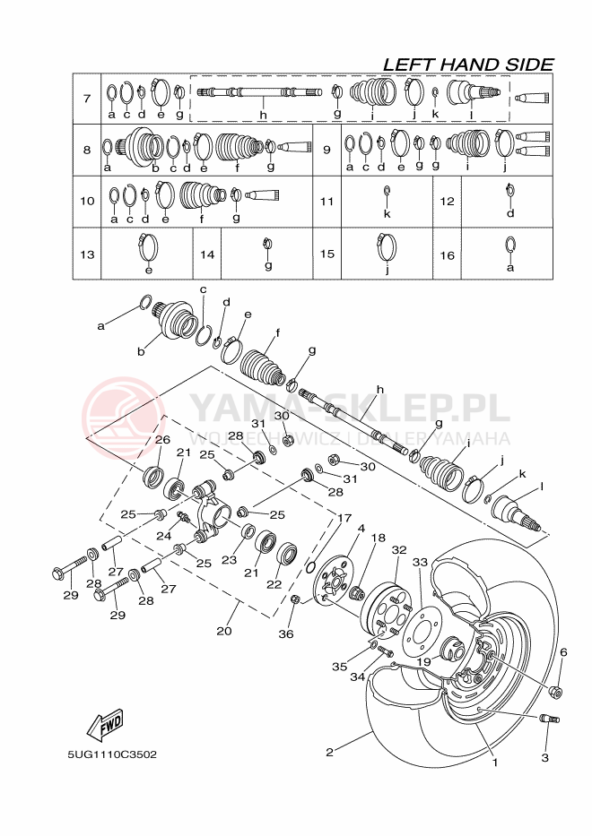 Schemat "Koło tył" do Yamaha RHINO 660