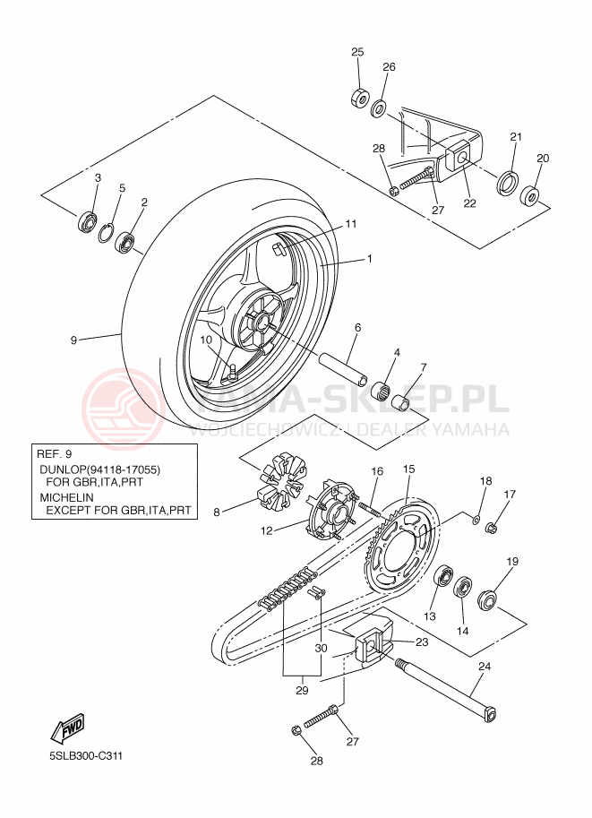 Schemat "Koło tył" do Yamaha YZF-R6