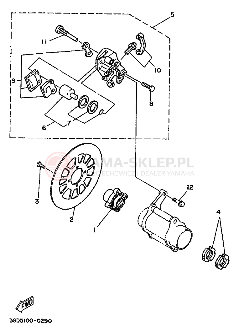 Schemat "Zacisk hamulcowy tylny" do Yamaha WARRIOR