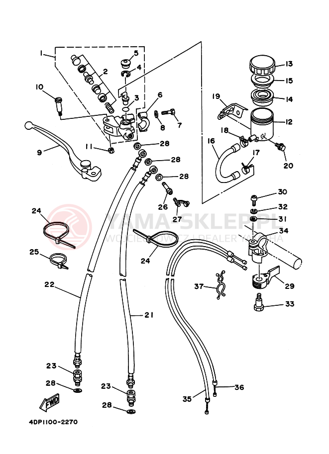 Schemat "Pompa hamulcowa przednia" do Yamaha TZ250