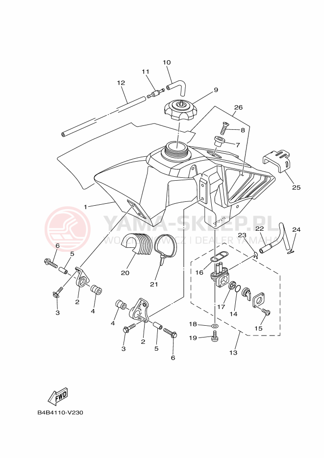 Schemat "zbiornik paliwa" do Yamaha YZ85LW YZ85