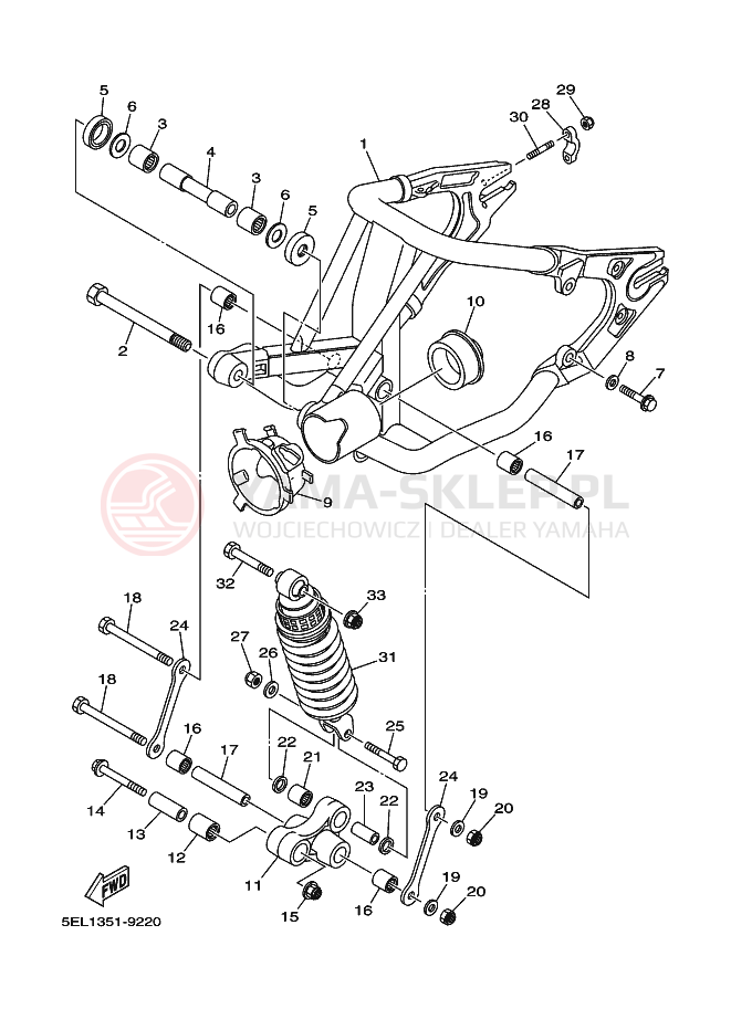 Schemat "wahacz" do Yamaha XVS1100 DRAGSTAR 1100