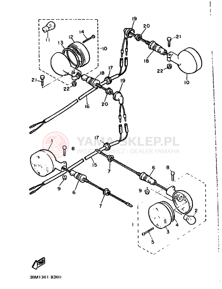 Schemat "kierunkowskazy" do Yamaha XV535 VIRAGO