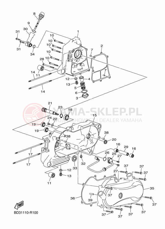 Schemat "Obudowa silnika" do Yamaha YFM90R