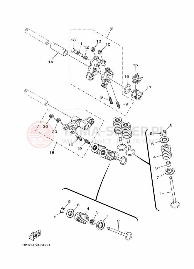 Schemat "zawory" do Yamaha YZF-R125