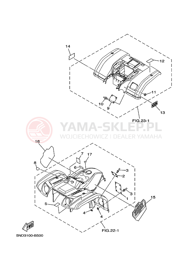 Schemat "naklejki" do Yamaha KODIAK 4WD