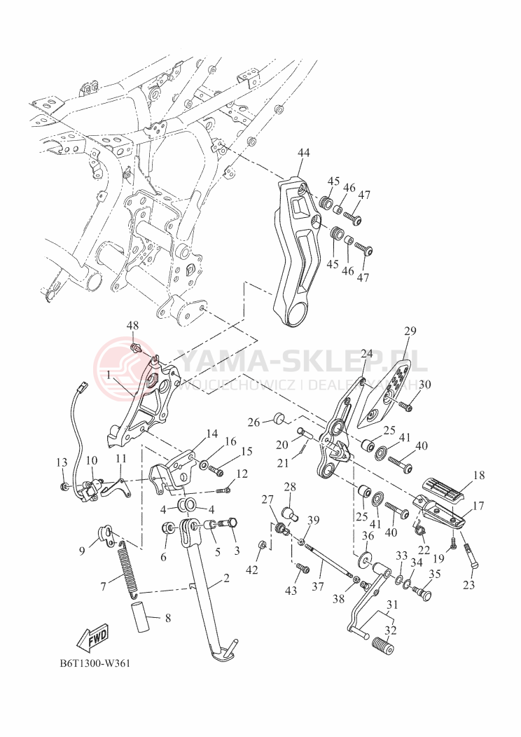 Schemat "Stopka postojowa i podnóżki" do Yamaha TRACER 7 POLICE