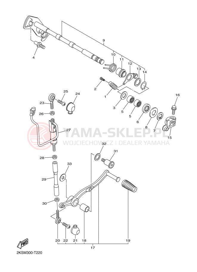 Schemat "Dźwignia zmiany biegów, wałek" do Yamaha YZF-R1
