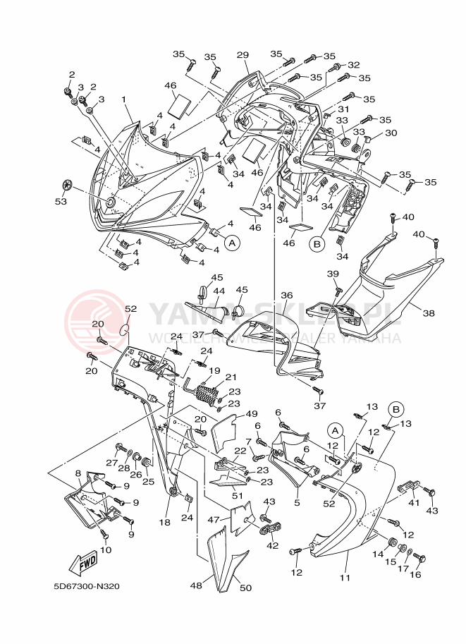 Schemat "Nadwozie przód" do Yamaha T135FI