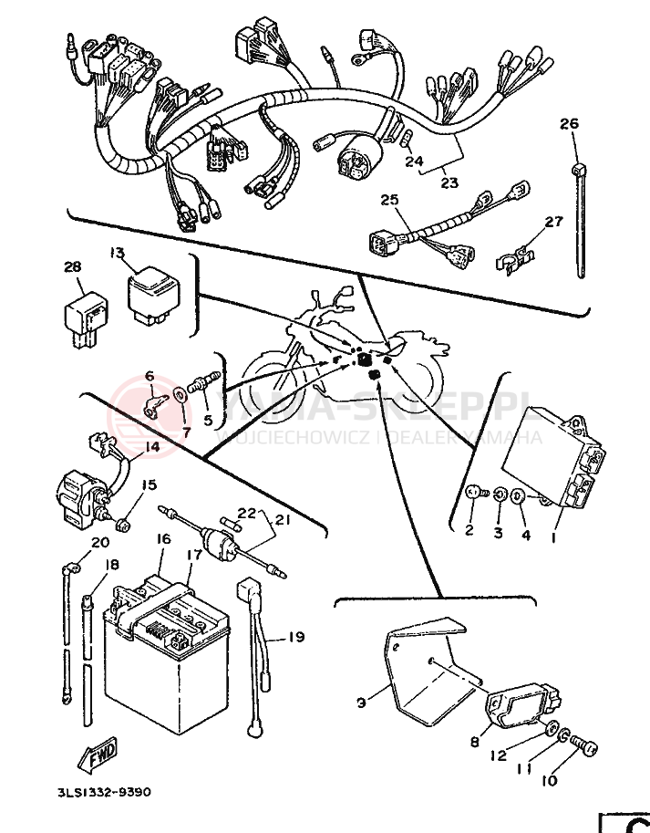 Schemat "układ elektryczny" do Yamaha XV240 VIRAGO