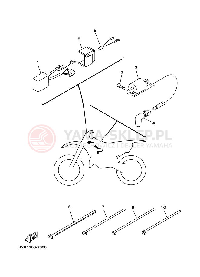 Schemat "układ elektryczny" do Yamaha WR250Z